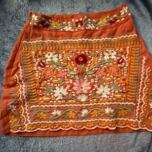 SHEIN Orange Embroidered Pencil Skirt